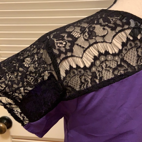 160. C. Luce Top in Purple with Black Lace - Picture 12 of 16